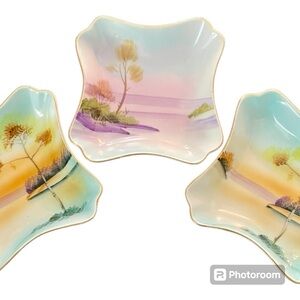 MEITO - vintage china - hand painted trinket or nut dishes - made in Japan - EUC
